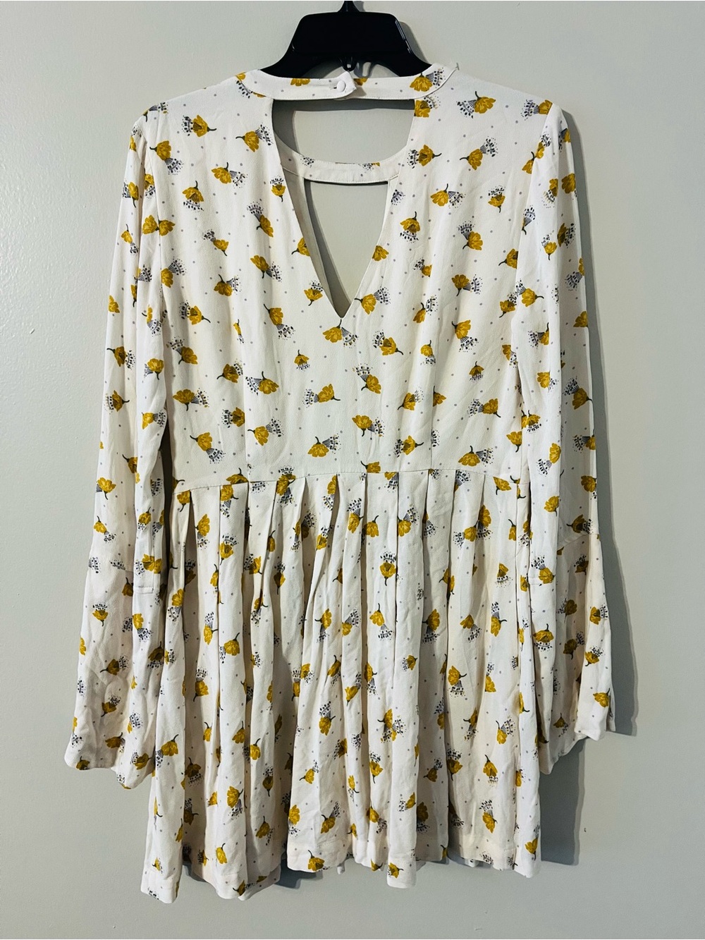 FREE PEOPLE TEGAN PRINTED LONG SLEEVE MINI DRESS Sz 10 - Picture 8 of 11